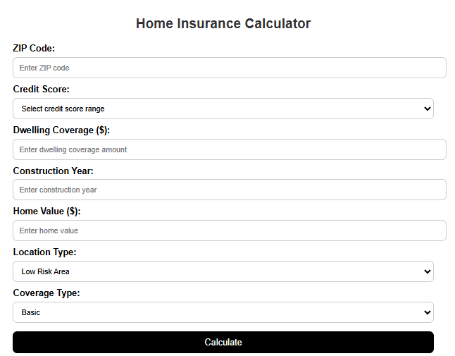home insurance calcualtor
